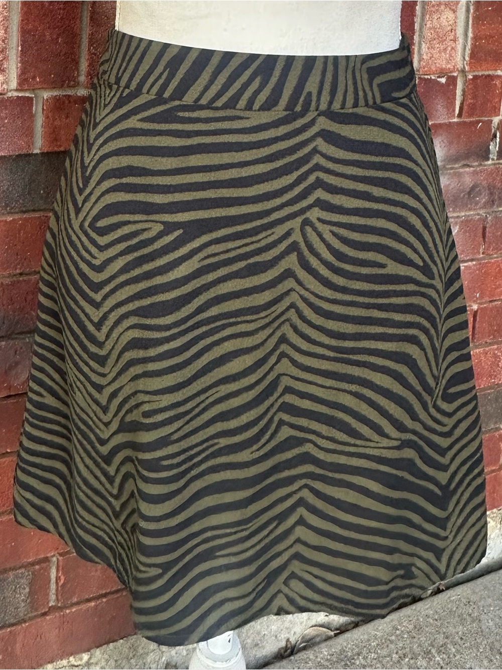 bp . Nordstrom Olive Green & Black Zebra Print Mini Skirt - Size S